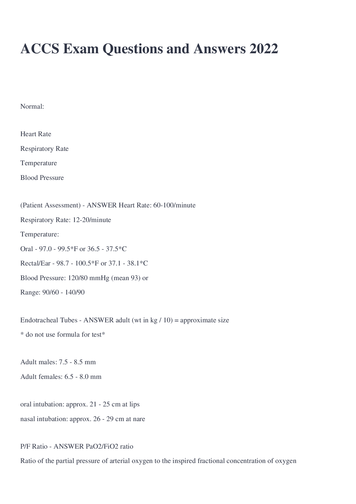 Preview image for ACCS Exam Questions and Answers 2022